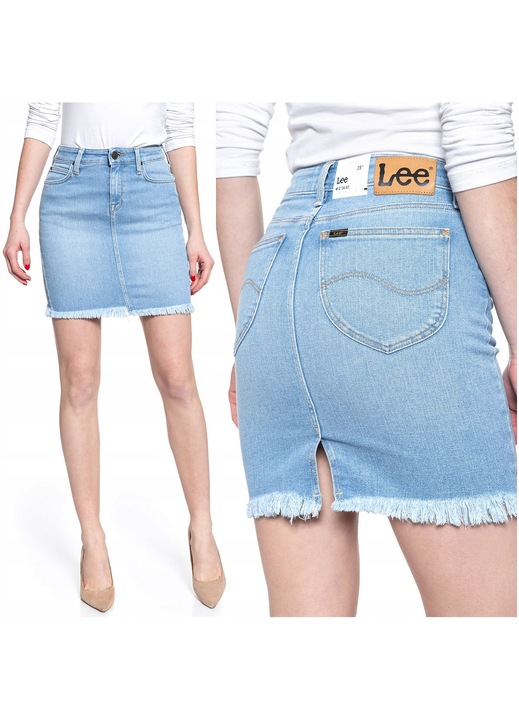 Fusta Din Denim, Lee, Fusta Midi, Croi: Regular Fit, Stil: Drept Inaltimea Taliei: Medie Inchidere: Fermuar, Albastru, 1 Bucata, Albastru, 30