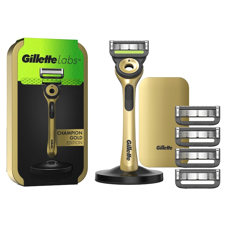Самобръсначка Gillette Labs Champion Gold Edition, с почистване, 5 резервни ножчета, комплект