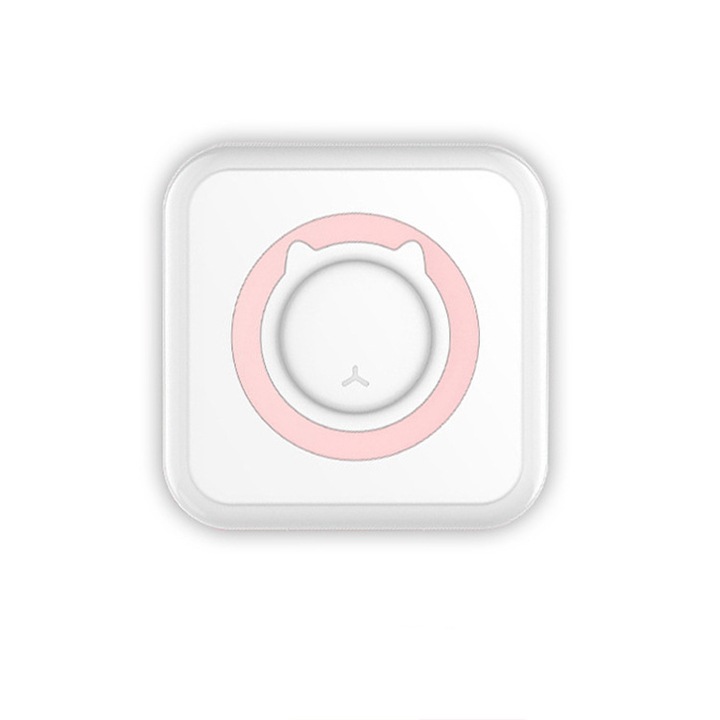 Mini termikus fotónyomtató MCK-08182203, multifunkcionális, Bluetooth, 200 DPI, 1000mAh akkumulátor, BT/USB csatlakozás, 57 mm papír, rózsaszín