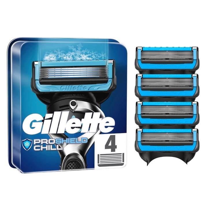 Ножчета за бръснене Gillette Proshield Chill, комплект от 4 ножчета, за мокро бръснене, 5 ножчета, за жени