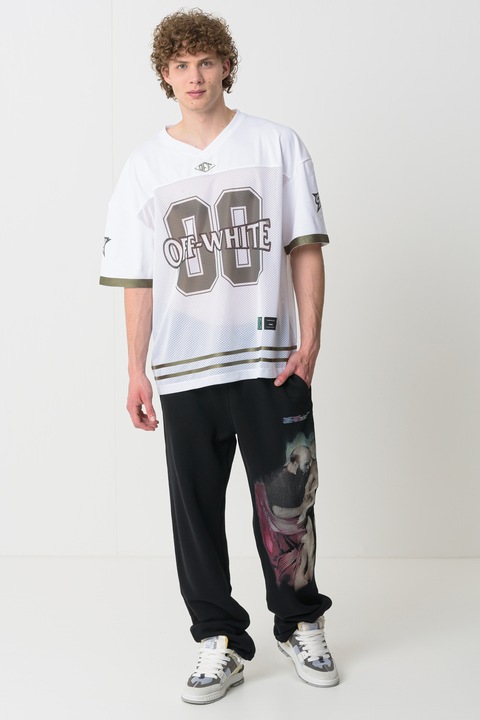 OFF-WHITE, Свободна тениска с шпиц, Бял/Зелен, L