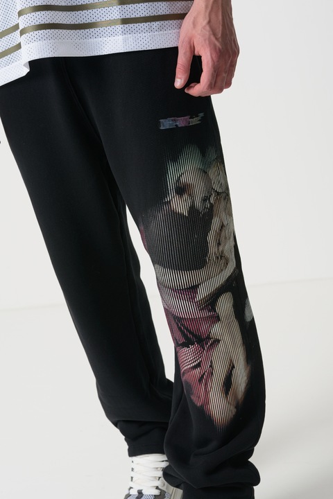 OFF-WHITE, Спортен панталон с фигурален принт, Бял/Черен/Розово