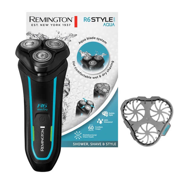 Remington R6 Aqua elektromos borotva, vízálló, 60 perces lítium akkumulátorral, forgófejes