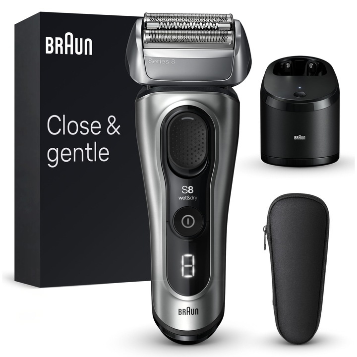 Braun Series 8 elektromos borotva, 4+1 fej, ezüst, 60 perc üzemidő
