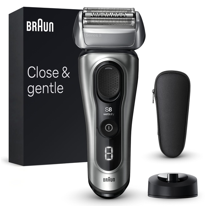 Електрическа самобръсначка Braun Series 8, 4+1 глави, сребриста, 60 мин. автономност
