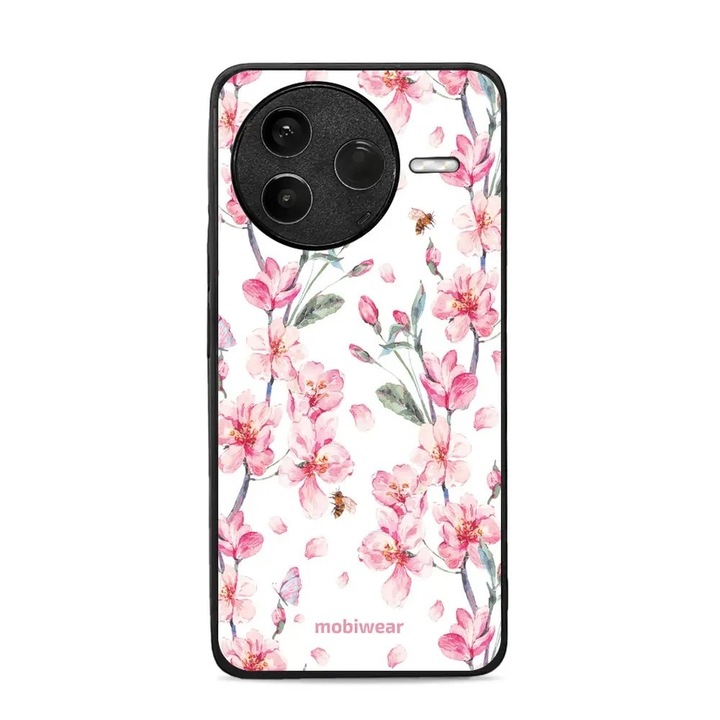 Carcasa Mobiwear Glossy pentru Xiaomi POCO F7 Pro 5G, design flori, rezistent la socuri, multicolor