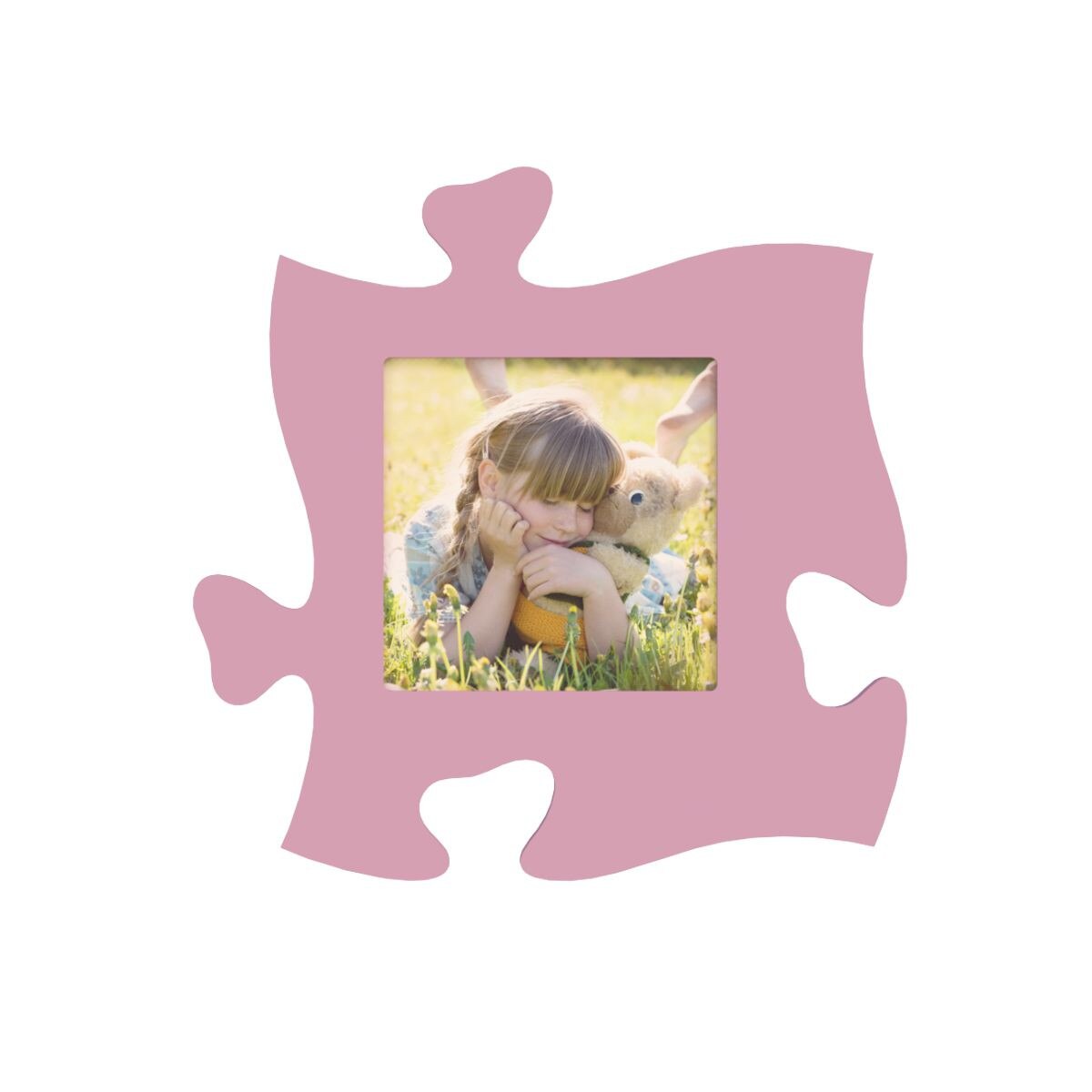 Rama foto tip puzzle, roz, foto 15x15, patrata