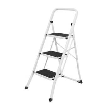 Scara otel 3 trepte pliabile anti-alunecare cu cauciuc, inaltime 113 cm, vopsita ALB Scara otel 3 trepte pliabile anti-alunecare cu cauciuc, inaltime 113 cm, vopsita ALB