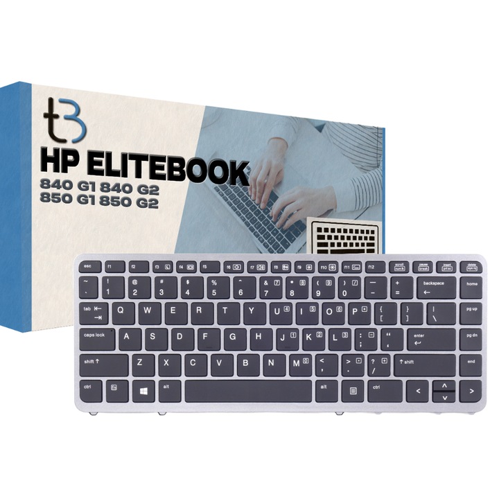 Tastatura laptop Tradebit, set pentru HP EliteBook 840 850 G1 G2, iluminare LED
