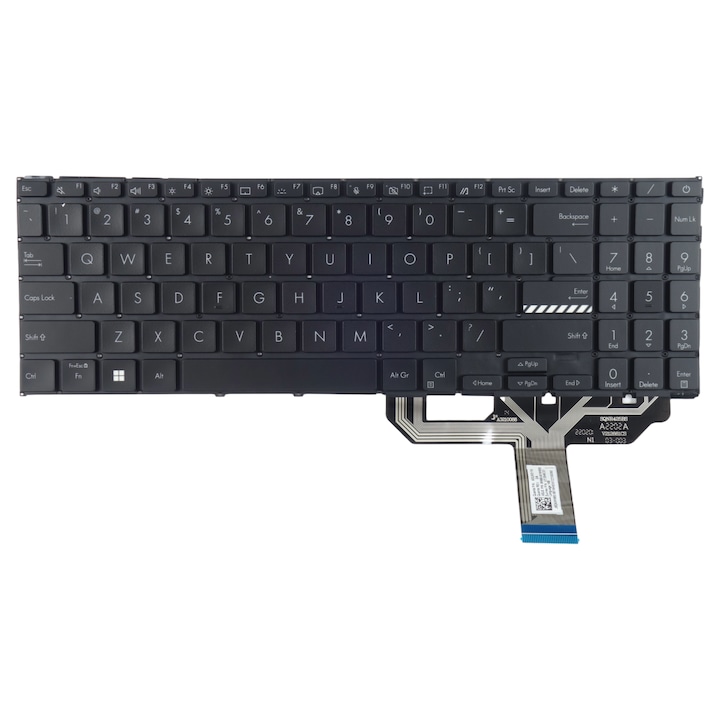Tastatura laptop, Tradebit, compatibil cu Asus Vivobook 15, QWERTY US, iluminare LED, negru