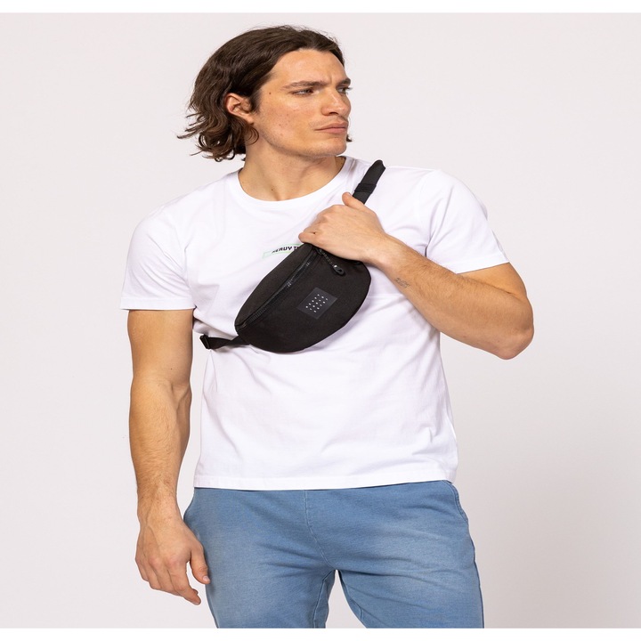 Borseta Heavy Tools, unisex, compartiment unic, buzunar cu fermoar, negru, 21.5x16.5x7cm