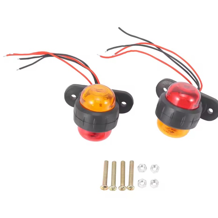 Комплект от 2 червени/жълти LED габаритни светлини, 12-24V