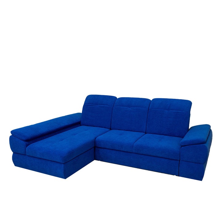 Coltar Extensibil Denver 2 Vega 38 Stanga, cu spatiu depozitare, 285 x 195 x 105 cm, Albastru