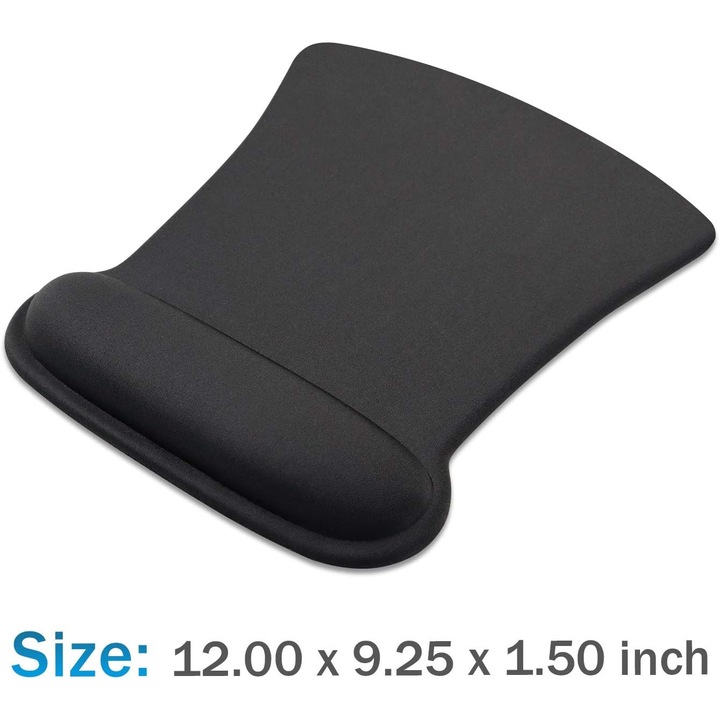 Gél egérpad csuklótámasszal, fekete, 30x23.5x3.8cm, 1 db-os szett
