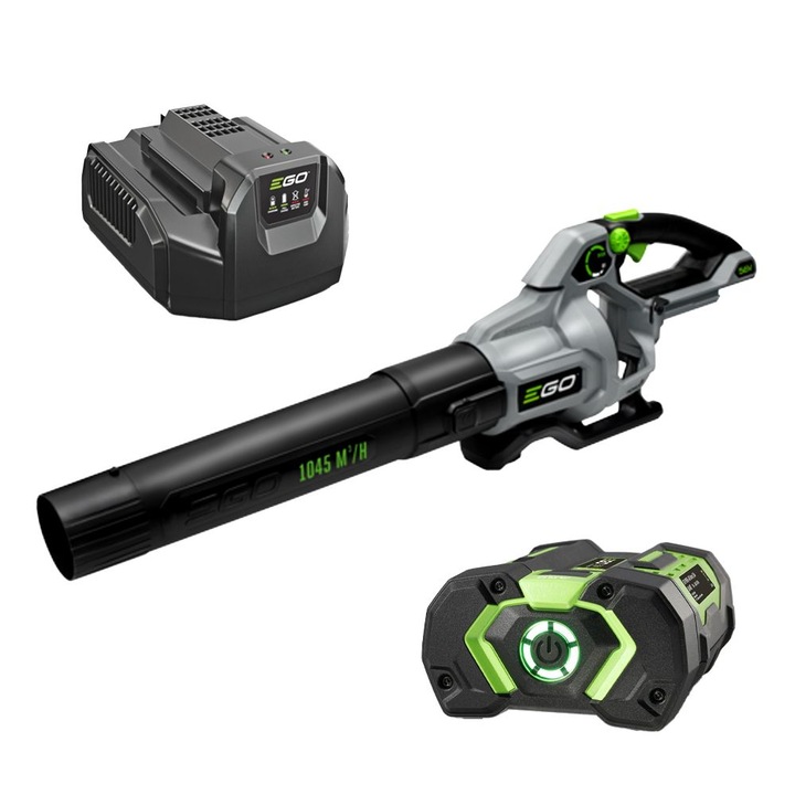 Suflanta electrica pentru frunze EGO Power+ LB6151E, cu acumulator 56 V/2.5 Ah, 1045 mc/h, incarcator standard
