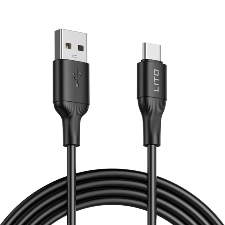 USB - Type-C adatkábel, gyorstöltés, 1m, LD06T, fekete