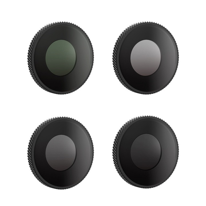 Filtru pentru camera de actiune, set de 4 piese, pentru DJI Osmo Action 4, ND8/ND16/ND32/CPL, imagistica HD, rezistent la apa si uzura, negru