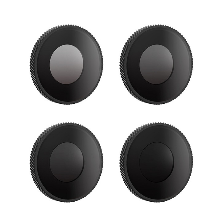 Filtre pentru camera de actiune, set de 4 piese, pentru DJI Osmo Action 4, ND8/ND16/ND32/ND64, imagistica HD, design usor si subtire, rezistent la uzura, impermeabil, negru