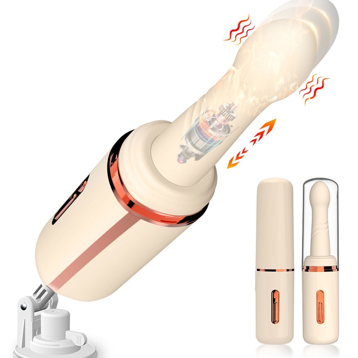 Vibrator DIBE cu incalzire, dildo cu 7 moduri de vibratie si impingere, baza cu ventuza, flexibil, pentru stimulare G-spot