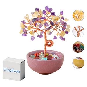 Bonsai cu cristale naturale Ametist, supranumit "copacul banilor" -  Copacelul cu inaltimea de 25 cm reprezinta cadoul perfect pentru  prosperitate, succes, Feng Shui - eMAG.ro