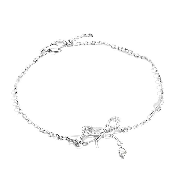 Гривна с панделка, диамант, елегантен дизайн, стоманена верижка, 13-17 см