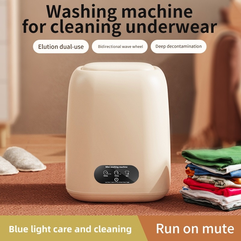 Masina de spalat mini, capacitate mare de 9L, 10W, economie de energie verde, galben crem