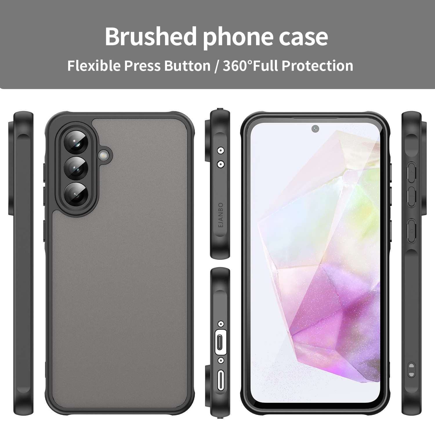 Husa pentru telefon, EJANBO, Samsung Galaxy A56-5G, neagra mata, protectie la cadere, material TPU