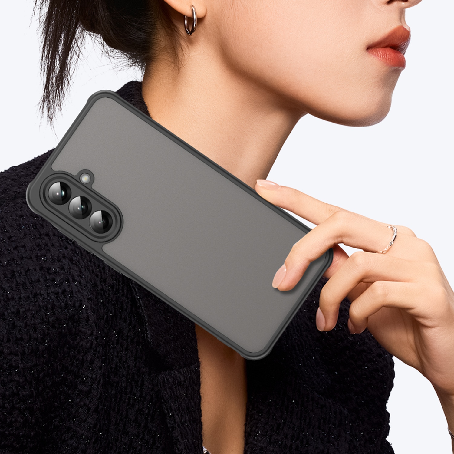 Husa pentru telefon, EJANBO, Samsung Galaxy A56-5G, neagra mata, protectie la cadere, material TPU