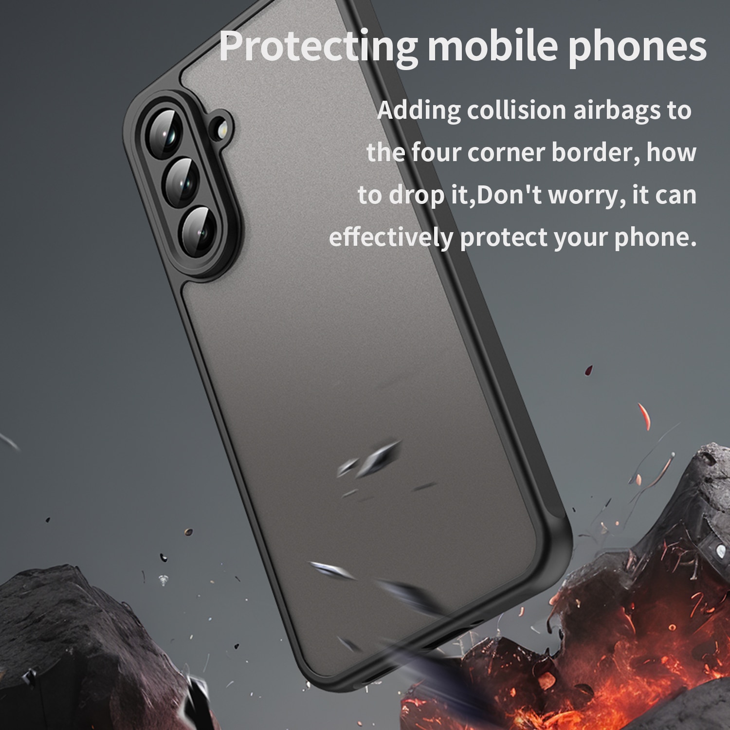 Husa pentru telefon, EJANBO, Samsung Galaxy A56-5G, neagra mata, protectie la cadere, material TPU