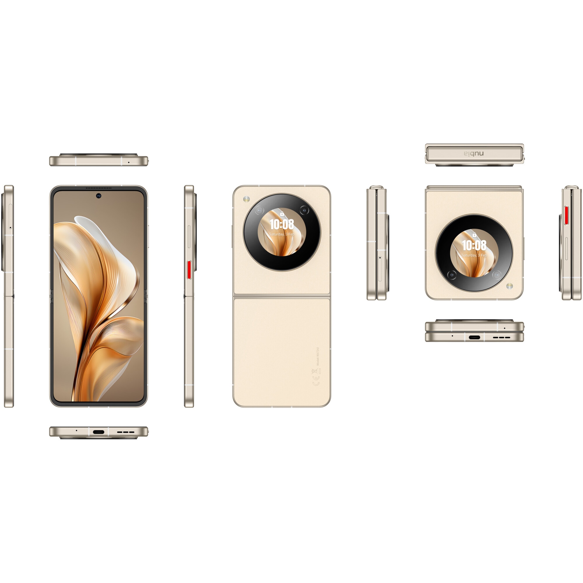 Telefon mobil ZTE nubia FLIP, Dual SIM, 8GB RAM, 256GB, 5G, Gold