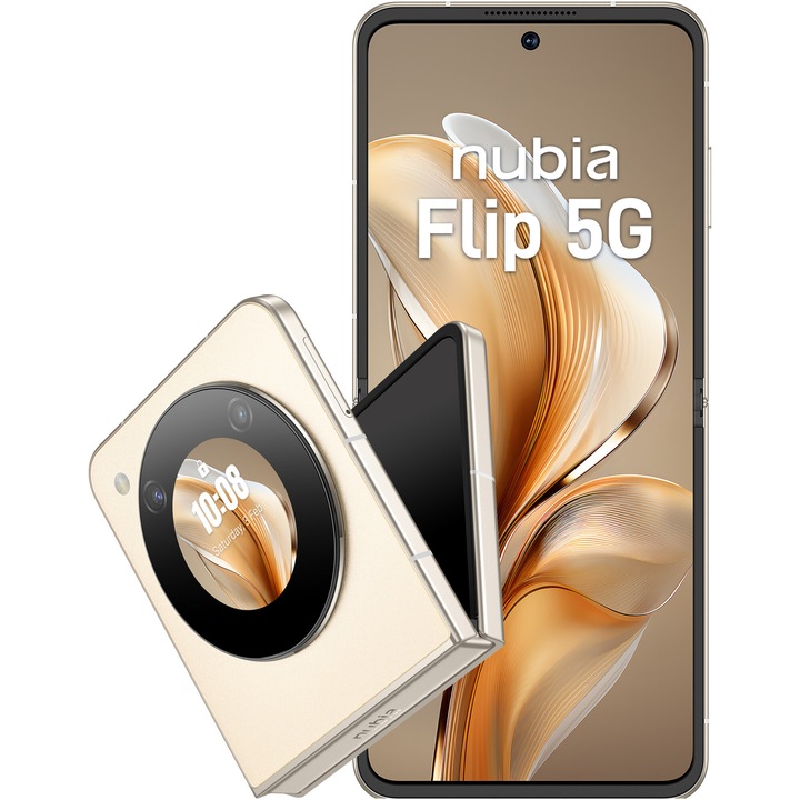 Мобилен телефон ZTE Nubia FLIP, Dual SIM, 8GB RAM, 256GB, 5G, Златист