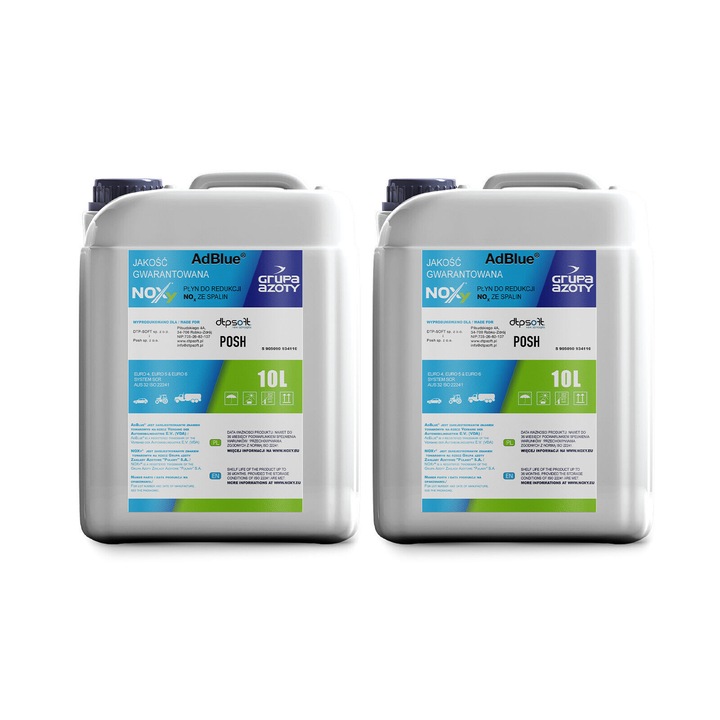 AdBlue készlet 2 x 10L, DTP-SOFT, SCR oldat, EURO 4, EURO 5 megfelelőség, 20 liter