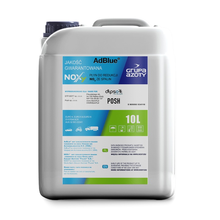 Aditiv auto AdBlue 10L, DTP-SOFT, solutie SCR, conform ISO 22241, pentru motoare diesel