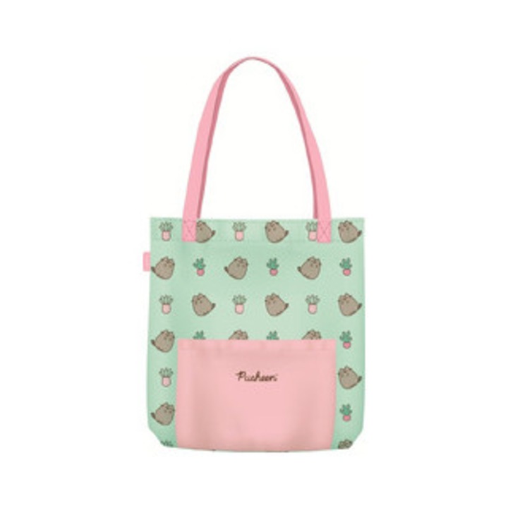 Válltáska, St.Majewski, Pusheen menta, 100% pamut, cipzárral, nagy méret