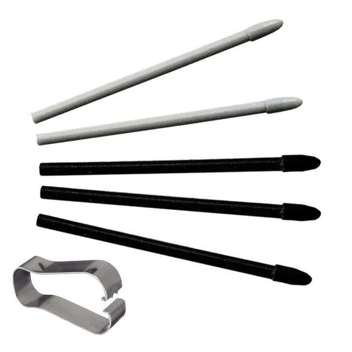 Set 5 Varfuri pentru Stylus S Pen, 3 Negre si 2 Gri, cu Instrument de Montare, pentru Samsung Galaxy Note si Tab