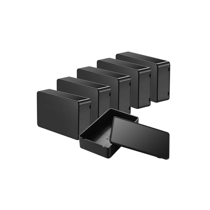 Set 5 Carcase din Plastic ABS Negru, 100x60x25 mm, Etanse, Usor de Utilizat, IP65/IP66