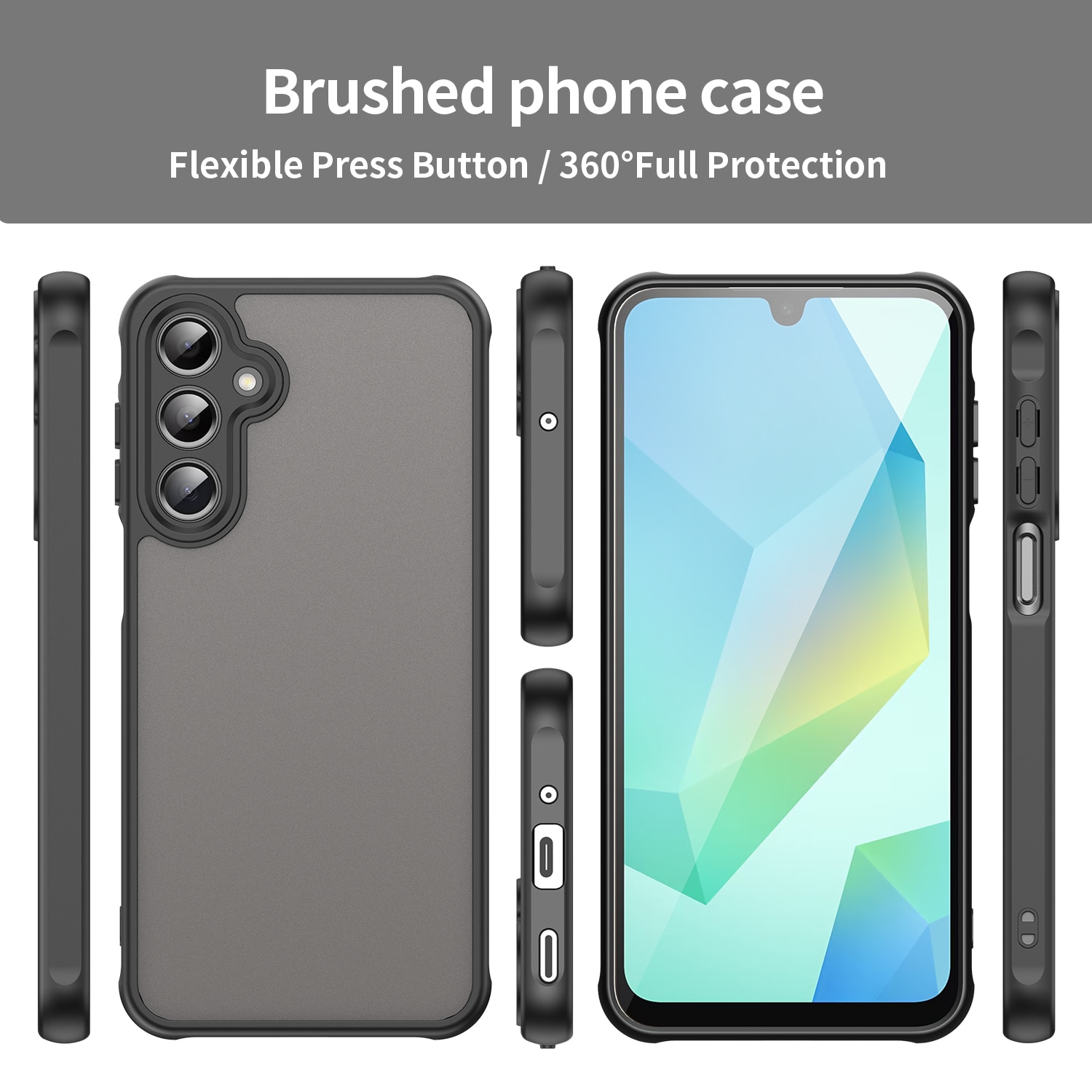 Carcasa pentru telefon, EJANBO, Samsung Galaxy A16-5G, neagra mata, protectie la cadere
