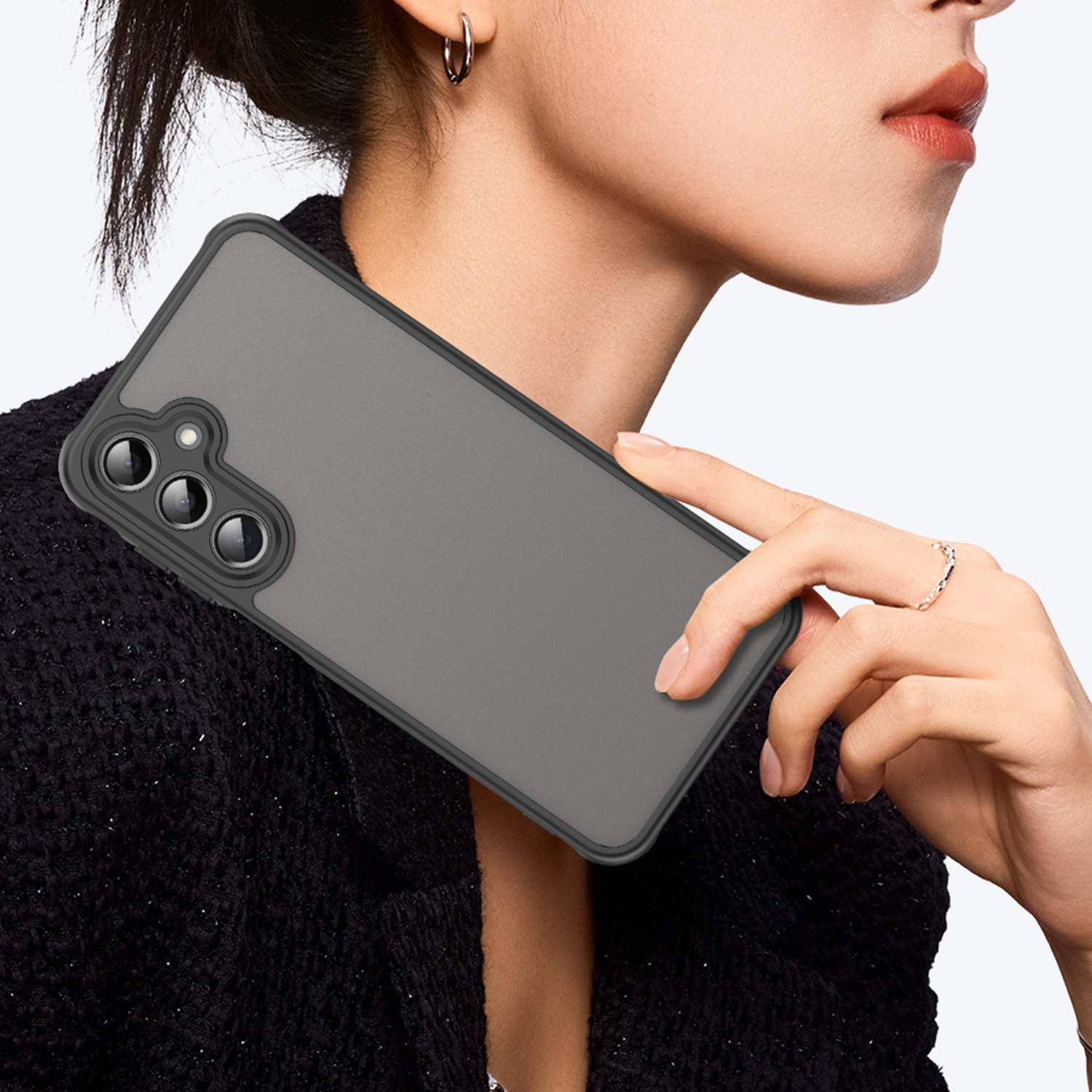 Carcasa pentru telefon, EJANBO, Samsung Galaxy A16-5G, neagra mata, protectie la cadere