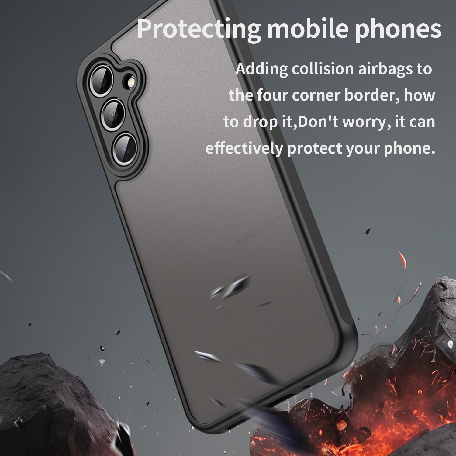 Carcasa pentru telefon, EJANBO, Samsung Galaxy A16-5G, neagra mata, protectie la cadere