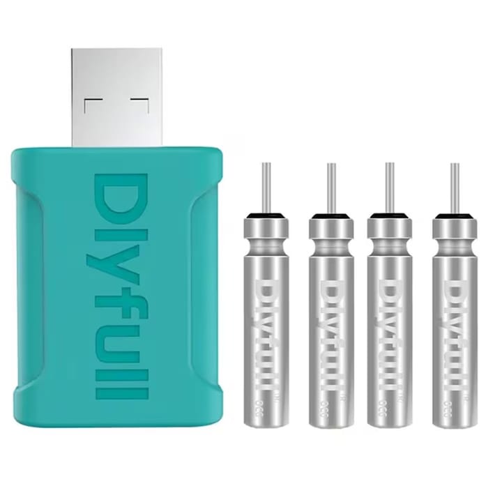 Incarcator cu 4 Baterii Acumulatori, LIR425 3.7V Dlyfull, cu incarcator USB, hibrid, pentru Pluta cu Led, Avertizori, Pescuit Nocturn