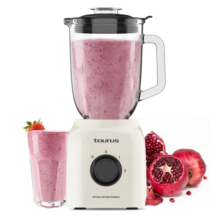 Blender Taurus Optima Vintage Max, 1500W, 1,8L, sticla, metal