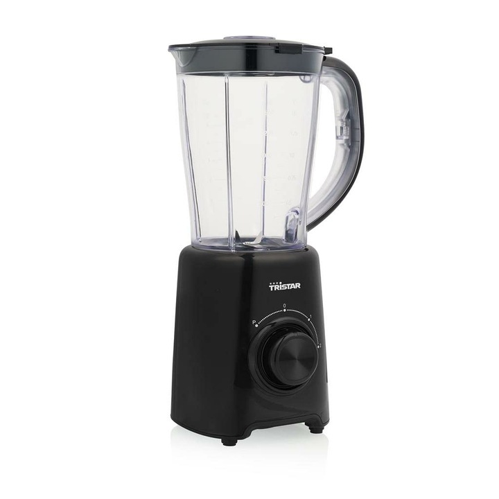 Mixer Vertical Tristar, 1, 5 Litri, 500 W, 4 Lame Din Otel Inoxidabil, Negru Mat
