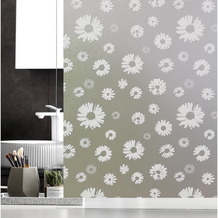 Самозалепващо фолио за прозорци със слънцезащита, флорален мотив DAVIDAMI CONCEPT®, Размер 200 см x 60 см