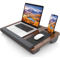 Stand portabil pentru laptop Wacorresi, 21.65x14.57 inch, suport pentru incheieturi, cu mousepad, pentru laptopuri de pana la 17 inch, maro/gri