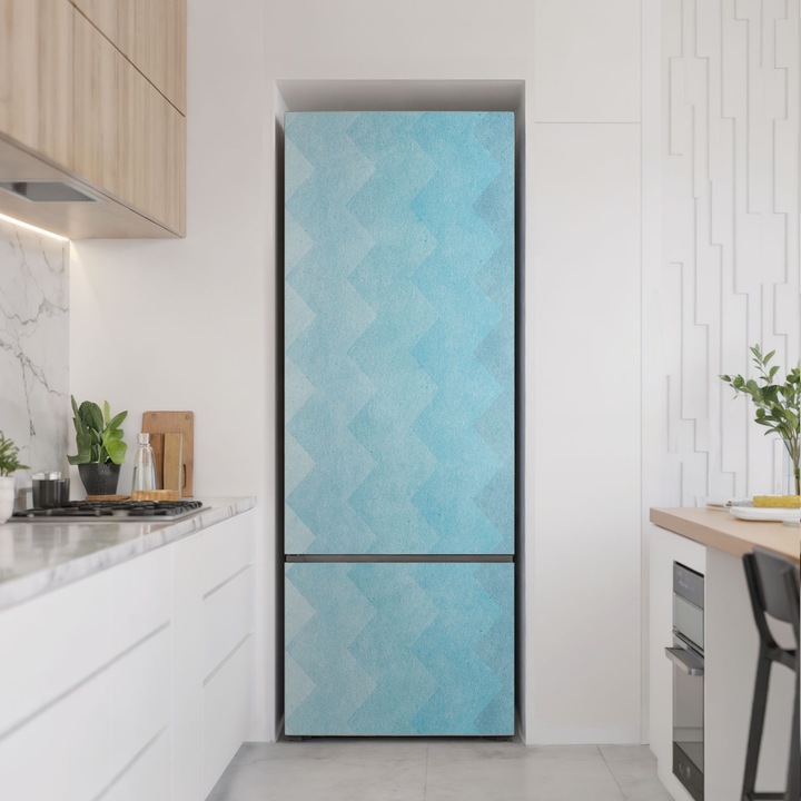 Autocolant frigider, Wallfluent, Model in zig-zag vertical, Turcoaz, 70x190 cm, 010120180030000284120