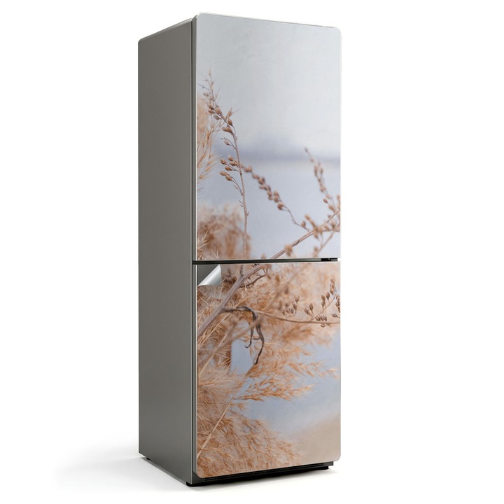 Autocolant decorativ frigider, Wallfluent, Plante naturale langa apa, Bej, 70x190 cm, 010120180030000284142