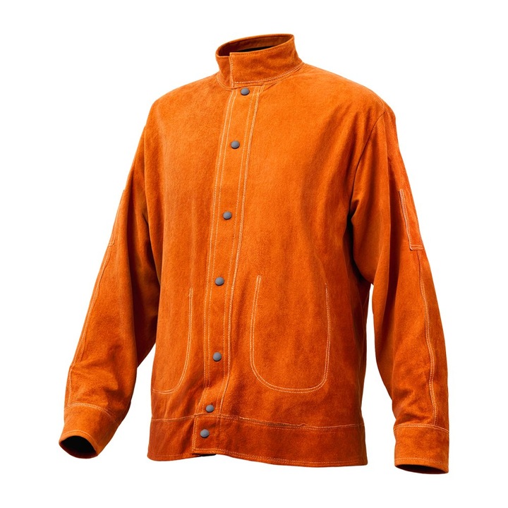 Jacheta de Sudura, din Piele, Ignifuga, Rezistenta la Foc, Marime XXL, Culoare Maro