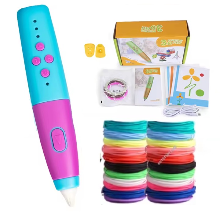 3D tollkészlet, WALALLA, 17 tekercs PCL Filament, kék, gyermekbiztos, 1,75 mm