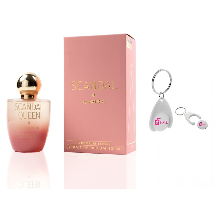 Set Parfum Scandal by Patric, Femei, 100ml, Floral-Oriental, Breloc Personalizat "PMD"