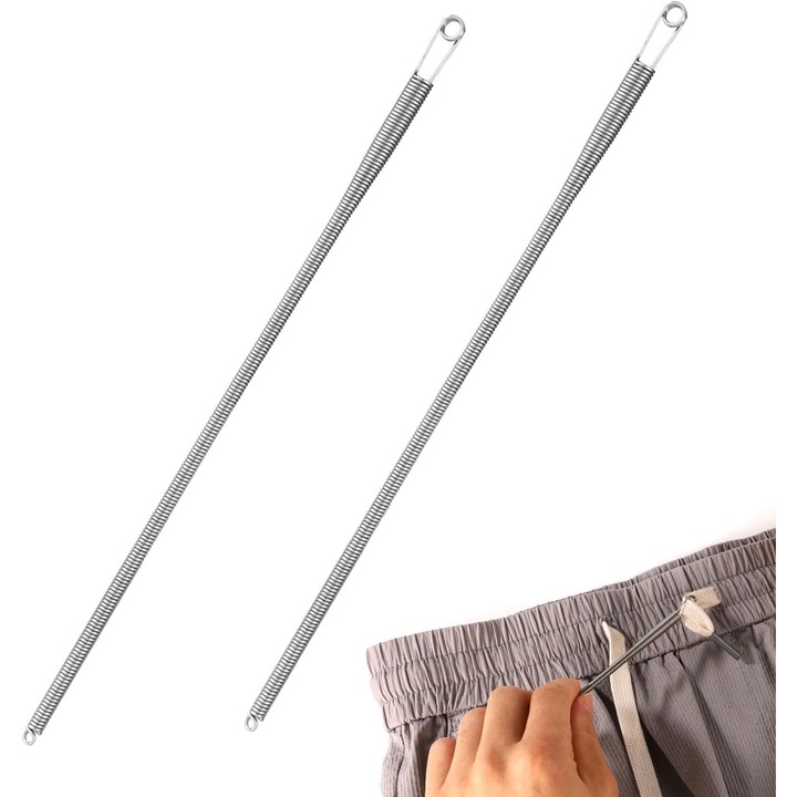 Instrument de infilare cu snur cu arc, clema de infilare a franghiei, instrument de infilare metalic elastic pentru snur, instrument de inlocuire a snurului pentru hanorace, pantaloni, jachete, haine, pantaloni de trening (2 buc)